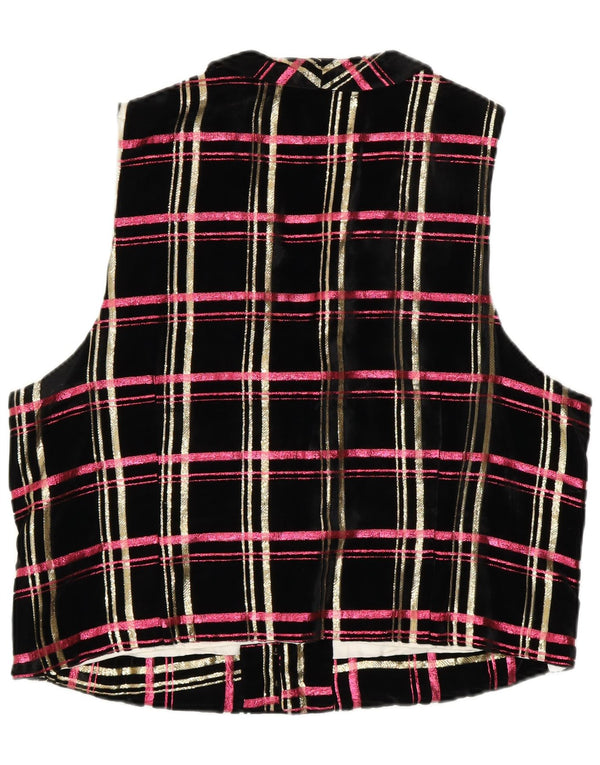 VINTAGE ženski baršunasti prsluk UK 18 XL crni karirani