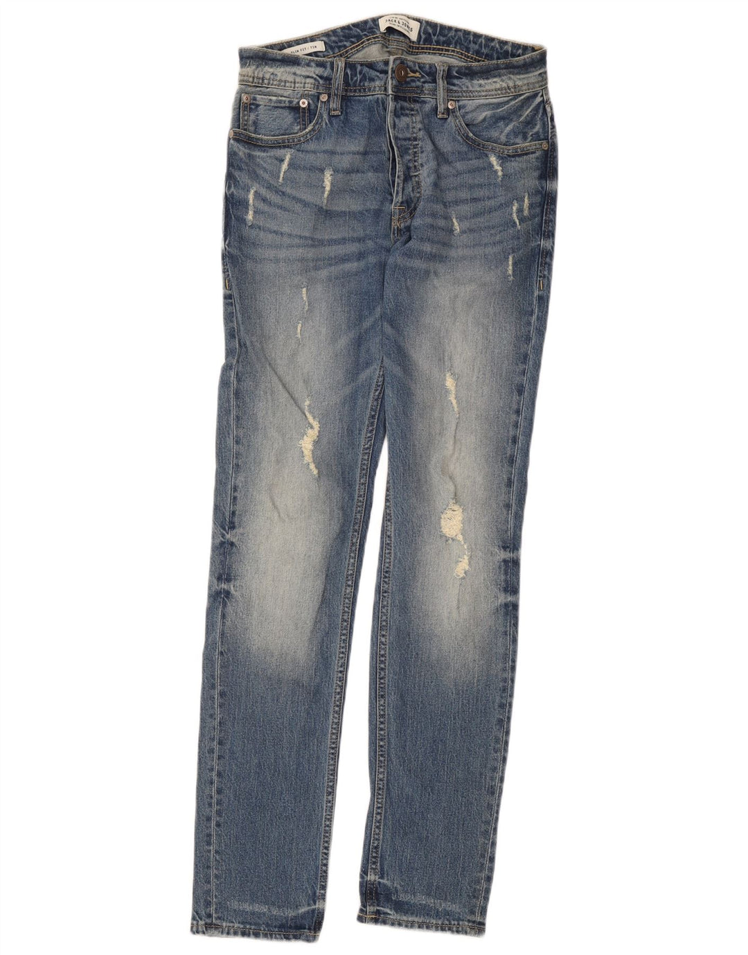 Muške Jack & Jones Tim Distressed Slim Jeans W27 L32 Plave
