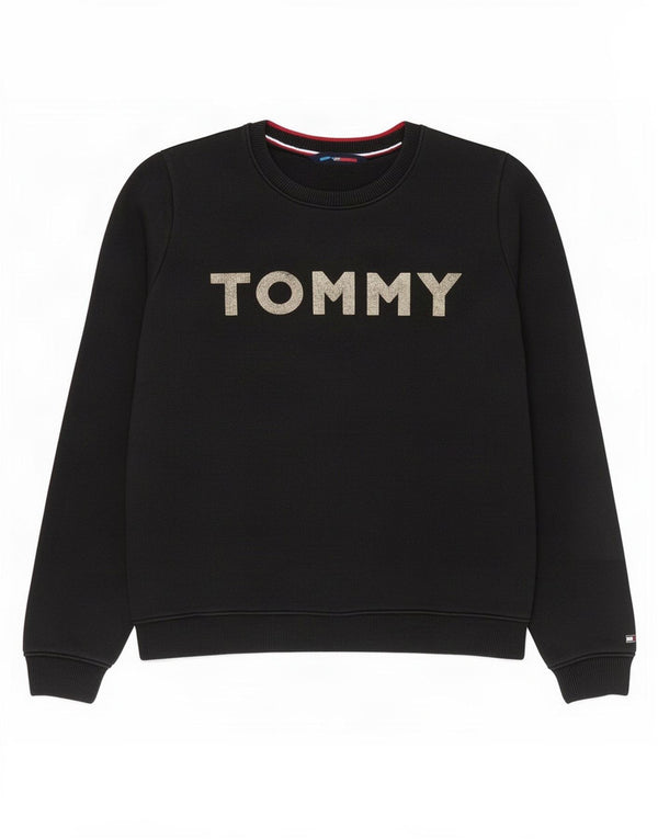 Tommy Hilfiger ženski džemper s grafičkim motivima UK 14 srednje crni pamuk