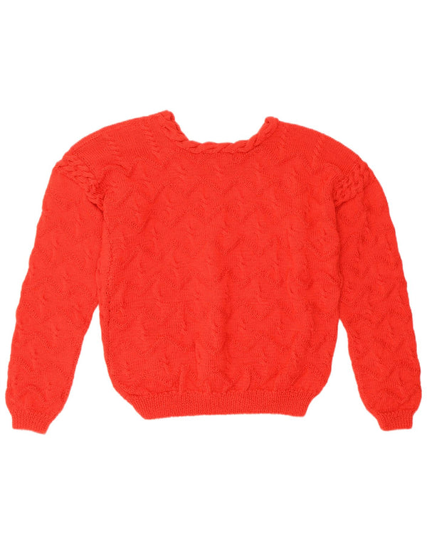 Vintage ženski džemper s okruglim izrezom UK 14 Veliki crveni