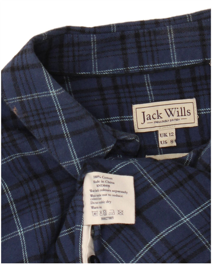 JACK WILLS Ženska flanelska košulja UK 12 Srednje tamnoplavi karirani pamuk