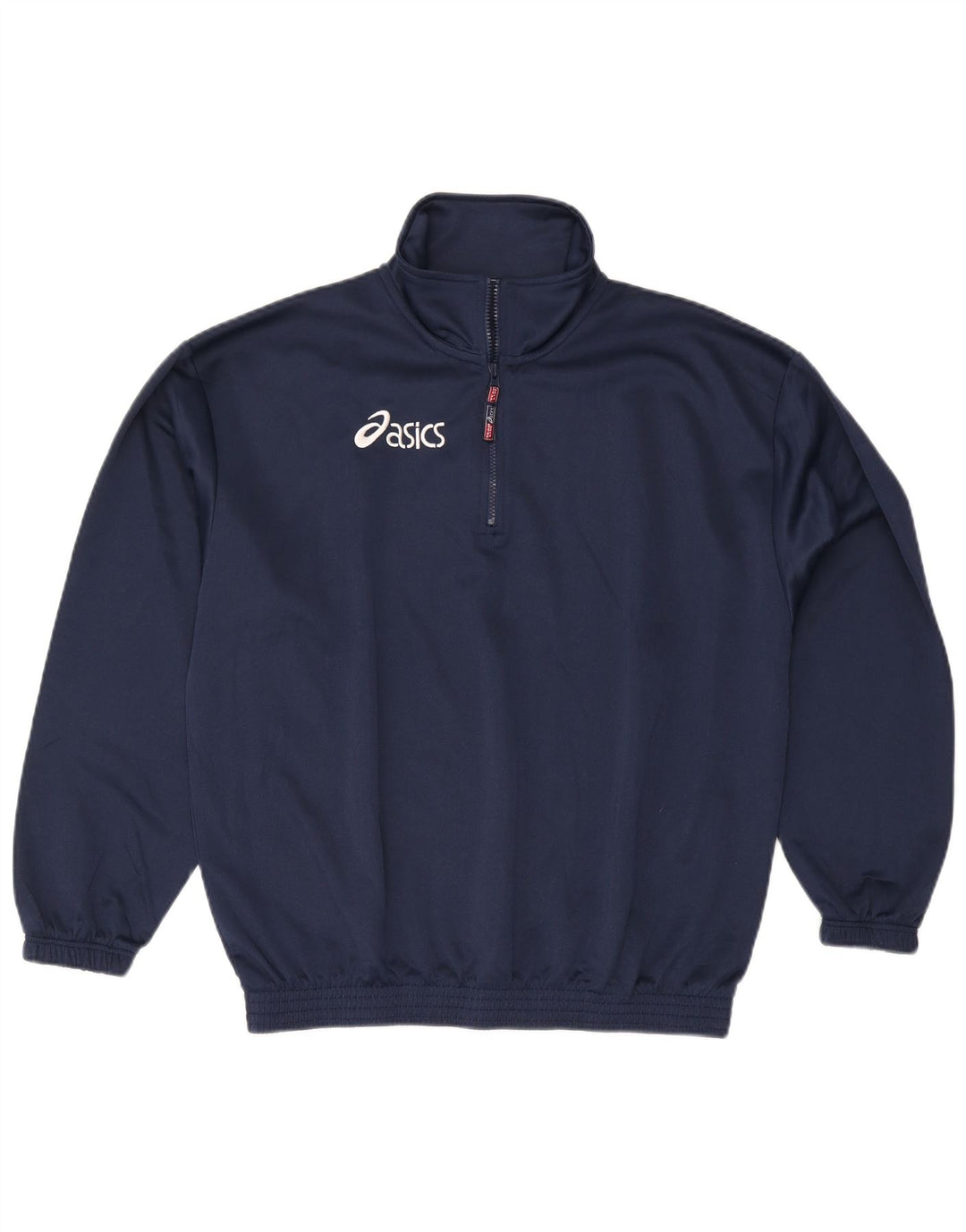Asics muška majica s izrezom s patentnim zatvaračem, veliki tamnoplavi poliester