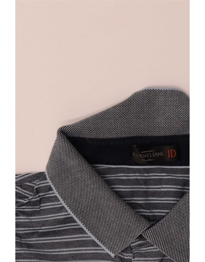 Corneliani muška polo majica IT 52 poliester s velikim plavim prugama