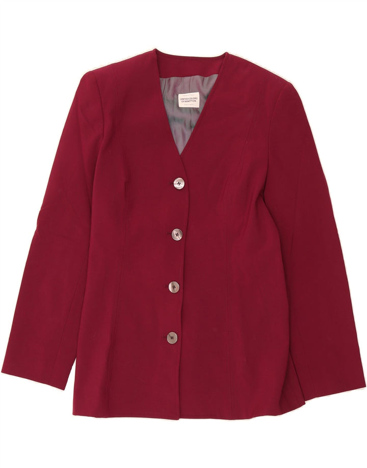 BENETTON Womens 4 Button Blazer Jacket IT 44 Medium Red Polyester Vintage Benetton and Second-Hand Benetton from Messina Hembry 