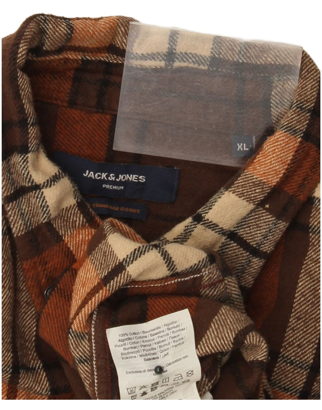 JACK & JONES Muška flanelska košulja XL, smeđi karirani pamuk