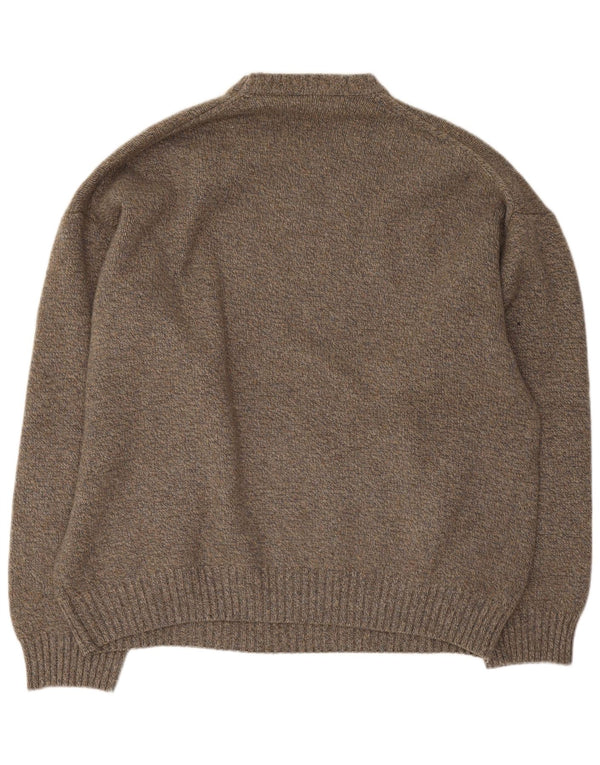 Vintage Mens Crew Neck Jumper Sweater IT 54 XL Grey Flecked Cashmere