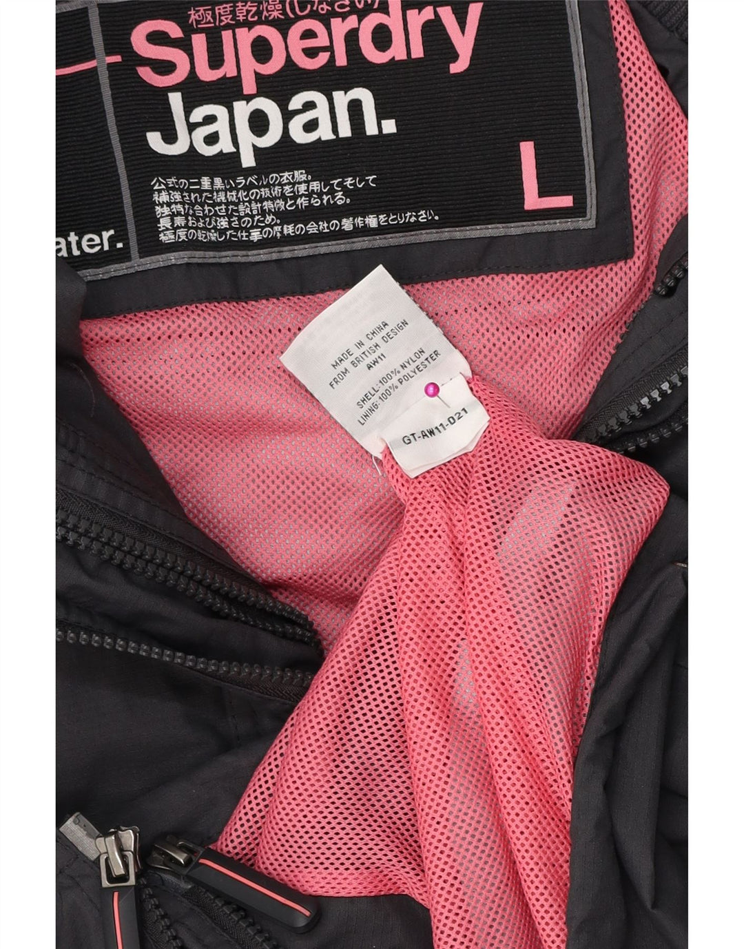 SUPERDRY ženska kišna jakna s grafičkim motivima UK 16 veliki sivi poliester