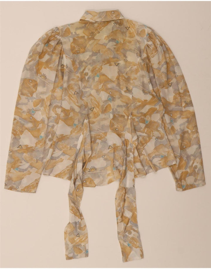 ALPHORN Womens Abstract Pattern Shirt Blouse EU 36 Small Beige Polyester Vintage Alphorn and Second-Hand Alphorn from Messina Hembry 
