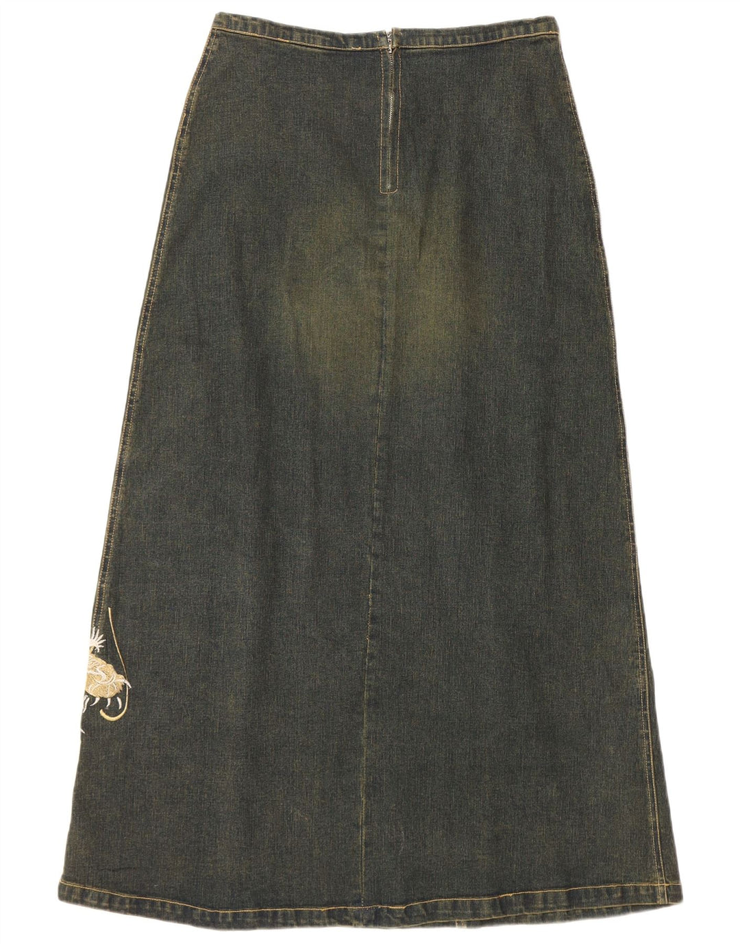 VINTAGE ženska grafička traper suknja UK 12 srednje W30 plavi pamuk