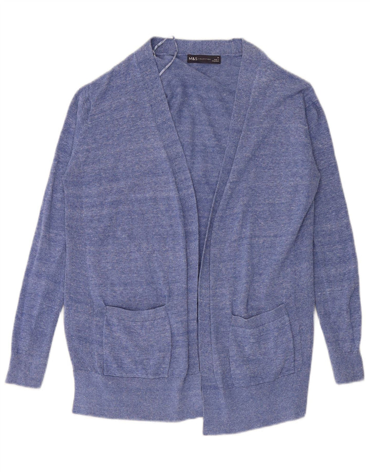 Marks & Spencer ženski otvoreni kardigan pulover UK 10 Small Blue Flected