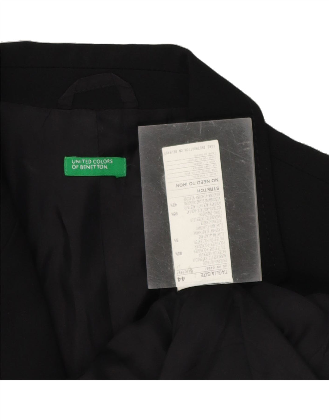 BENETTON Womens 3 Button Blazer Jacket IT 44 Medium Black Polyester Vintage Benetton and Second-Hand Benetton from Messina Hembry 