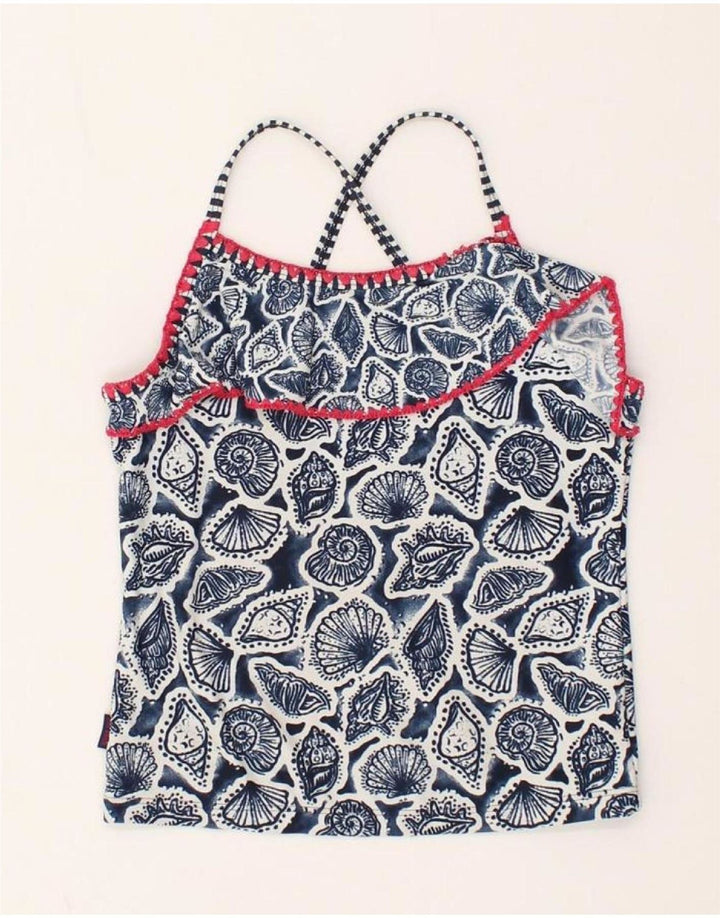 FAT FACE Girls Abstract Pattern Cami Top 8-9 Years Navy Blue Polyamide | Vintage Fat Face | Thrift | Second-Hand Fat Face | Used Clothing | Messina Hembry 