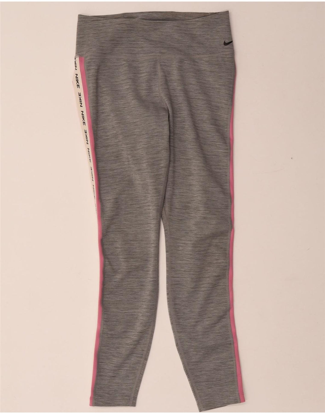Nike Ženske Dri Fit Graphic Leggings UK 12 Medium Gray Flected Polyester
