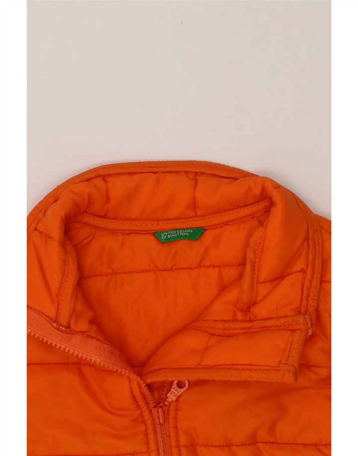 BENETTON Girls Padded Gilet 7-8 Years Medium Orange Polyamide Vintage Benetton and Second-Hand Benetton from Messina Hembry 