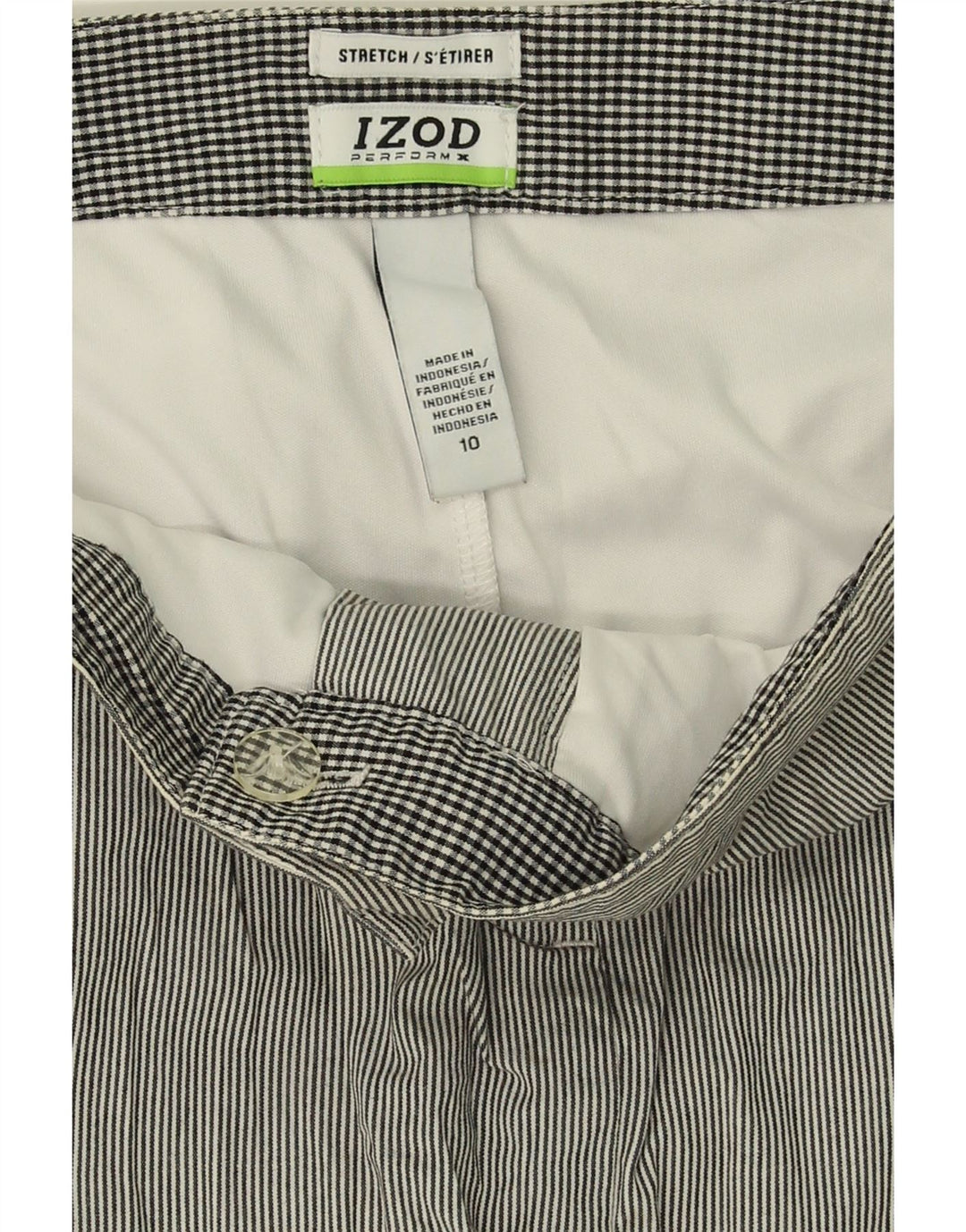 IZOD Womens Skort US 10 Large W33  Grey Striped Cotton Vintage Izod and Second-Hand Izod from Messina Hembry 