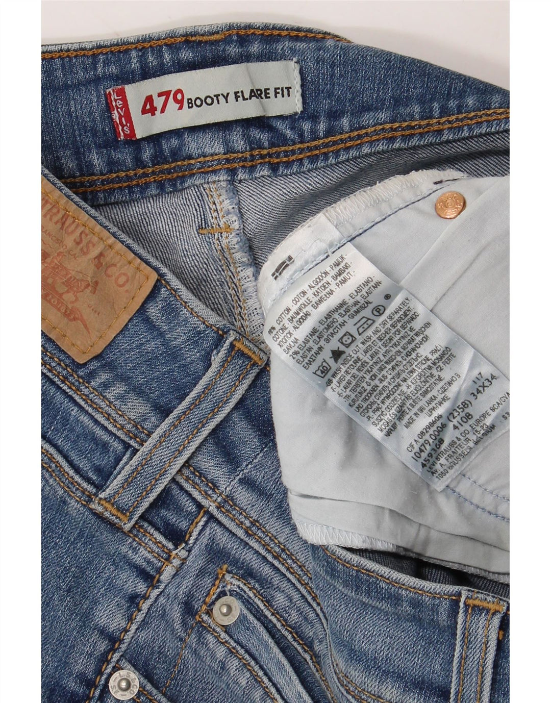 LEVI'S Ženske 479 Bootcut lepršave traperice W34 L30 Plavi pamuk