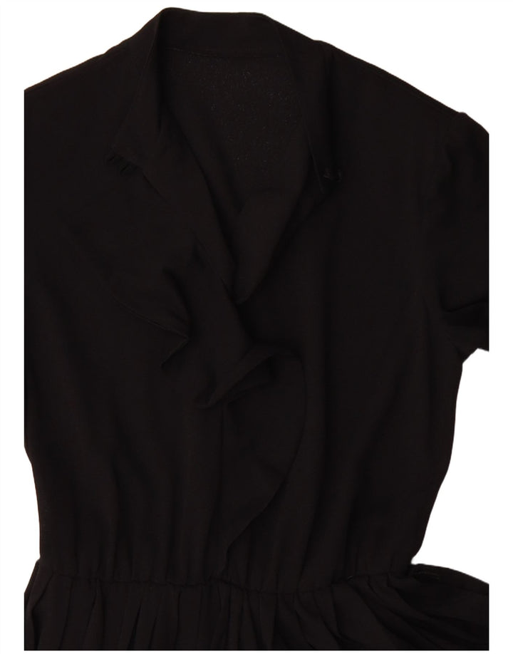 Vintage ženska haljina A-kroja dugih rukava UK 12 srednje crna