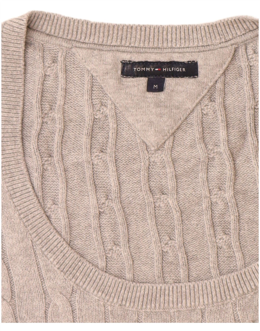 Tommy Hilfiger ženski džemper s veznim izrezom UK 12 srednje sivi