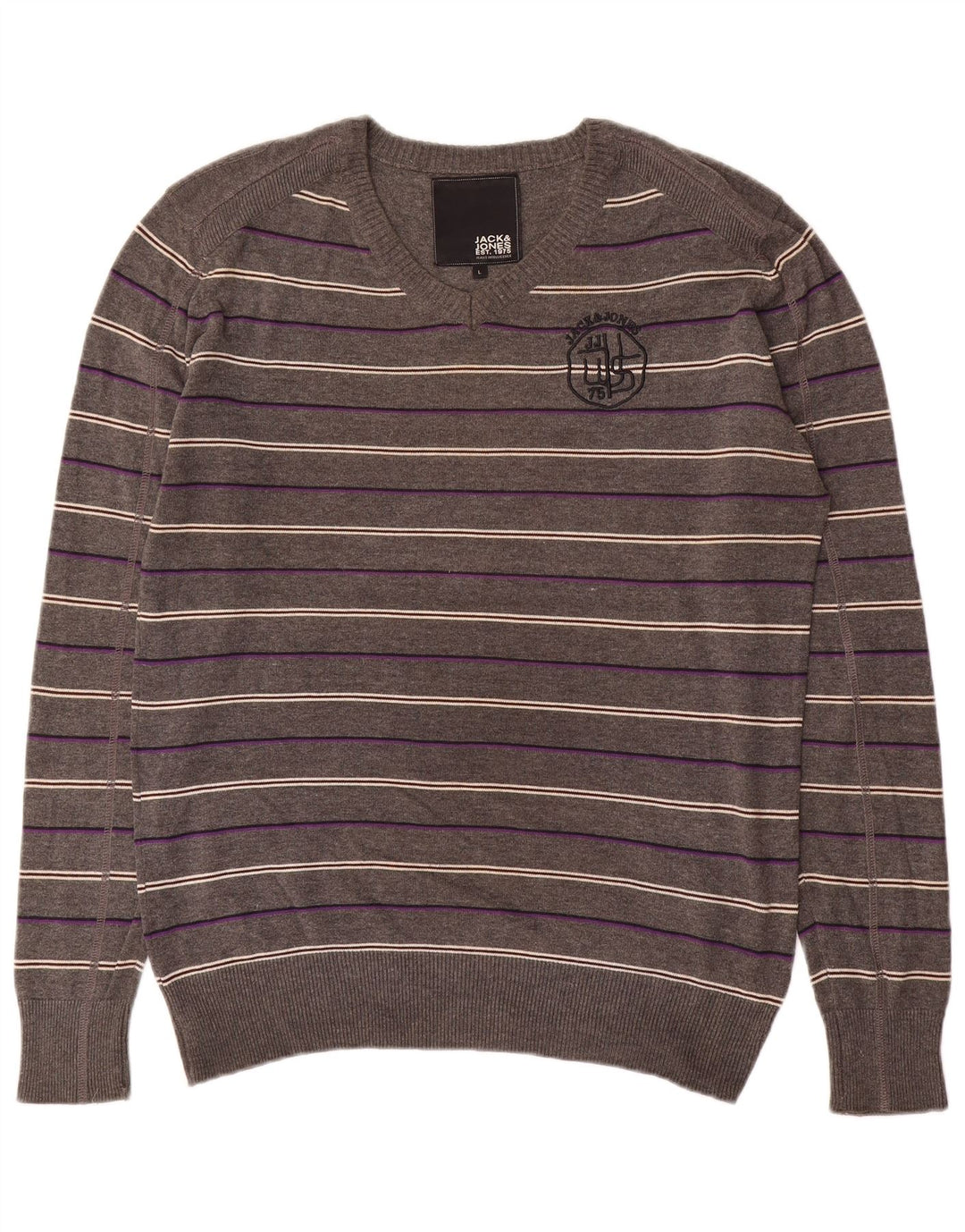 Jack & Jones muški džemper s V-izrezom, velike sive pruge