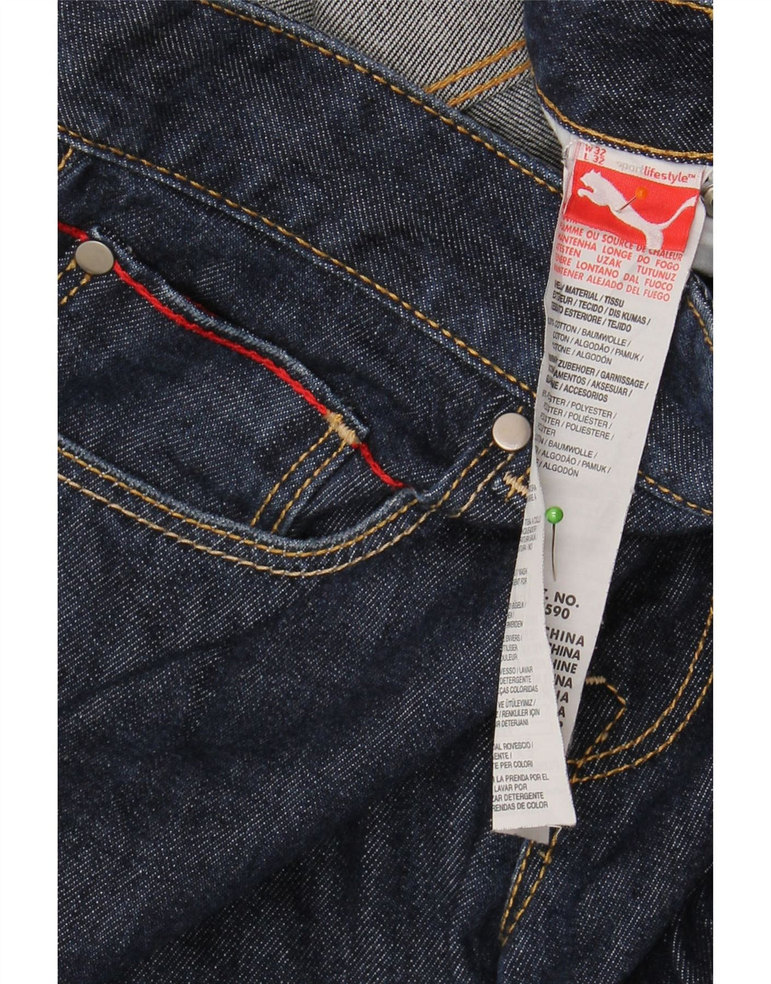 PUMA muške ravne traperice W32 L32 tamnoplavi pamuk