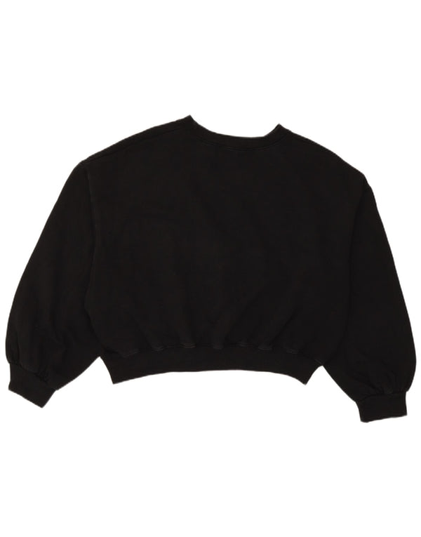 Zara Womens Crop Oversized Sweatshirt Jumper UK 14 Medium Black Cotton