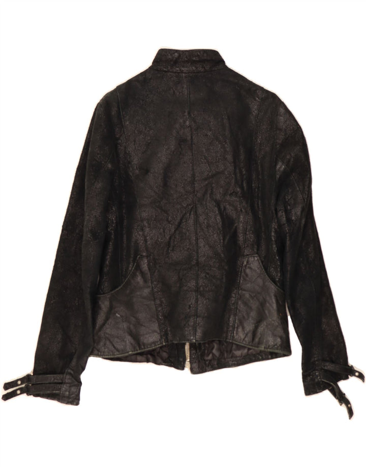 VINTAGE Womens Leather Jacket UK 10 Small Black Leather Vintage Vintage and Second-Hand Vintage from Messina Hembry 