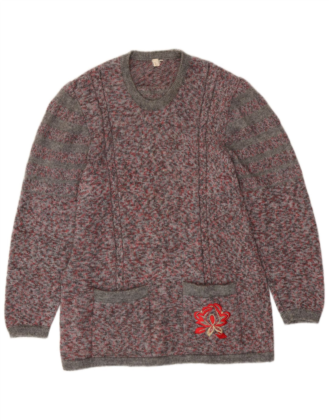 VINTAGE ženski džemper s okruglim izrezom UK 16 Velikih raznobojnih fleka