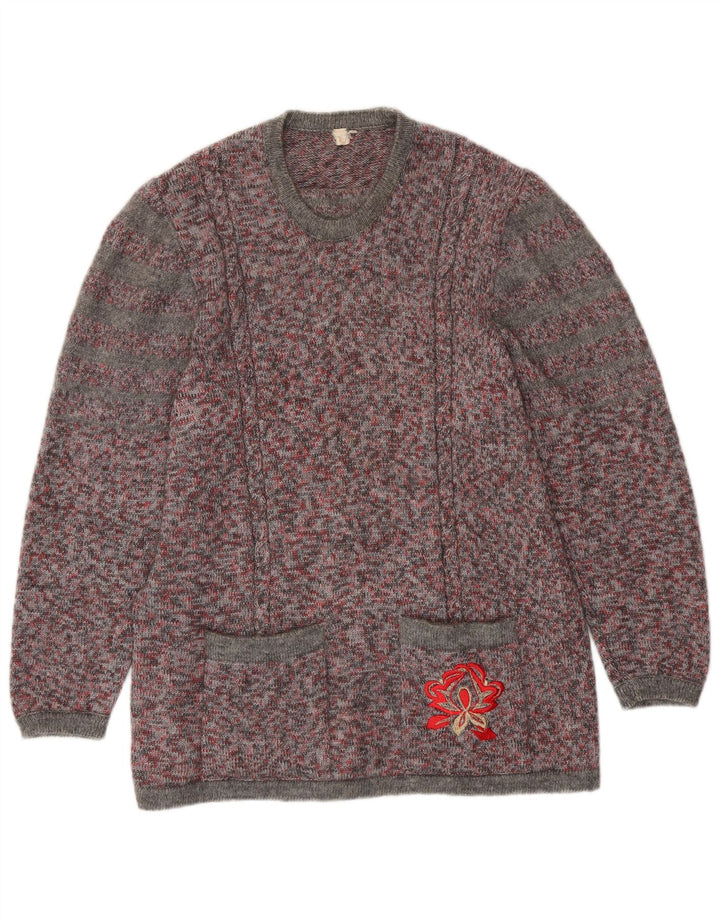 VINTAGE ženski džemper s okruglim izrezom UK 16 Velikih raznobojnih fleka