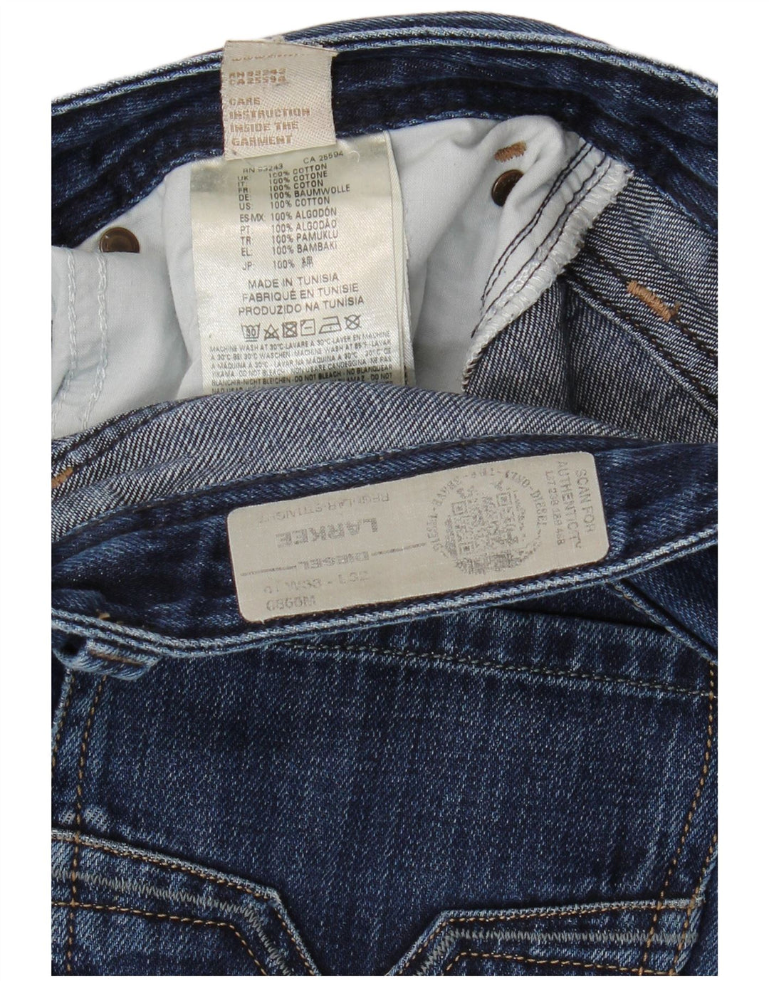 DIESEL Muške Larkee Regular Straight traperice W33 L32 tamnoplavi pamuk