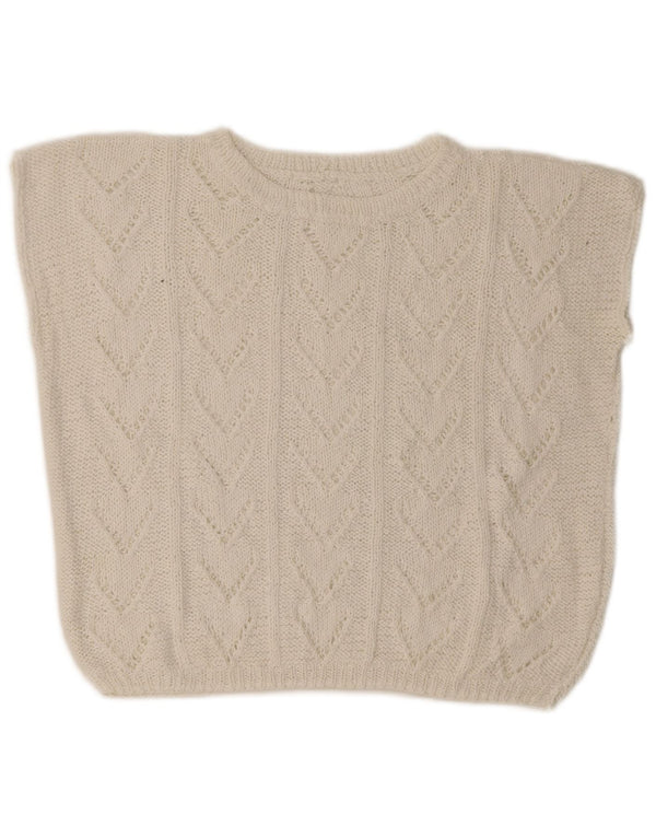 Vintage ženski kratki prsluk bez rukava UK 14 velika bijela