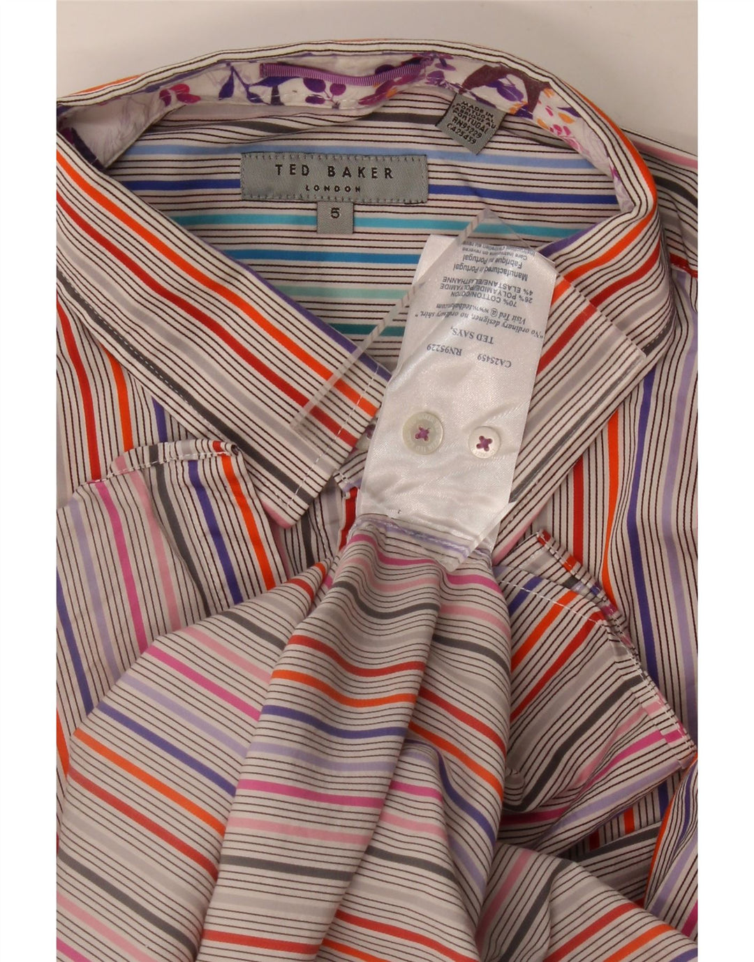 Muška košulja Ted Baker, veličina 5 XL, raznobojni prugasti pamuk