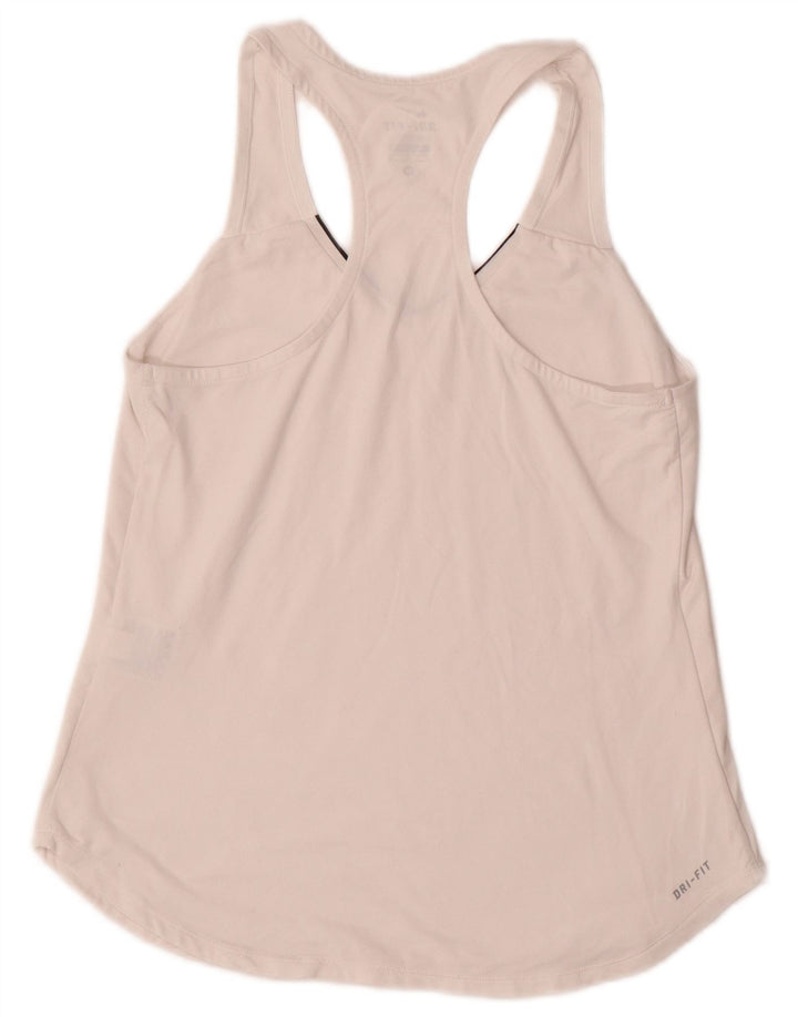 NIKE Ženski Dri Fit Vest Top UK 12 Srednje bijeli poliester