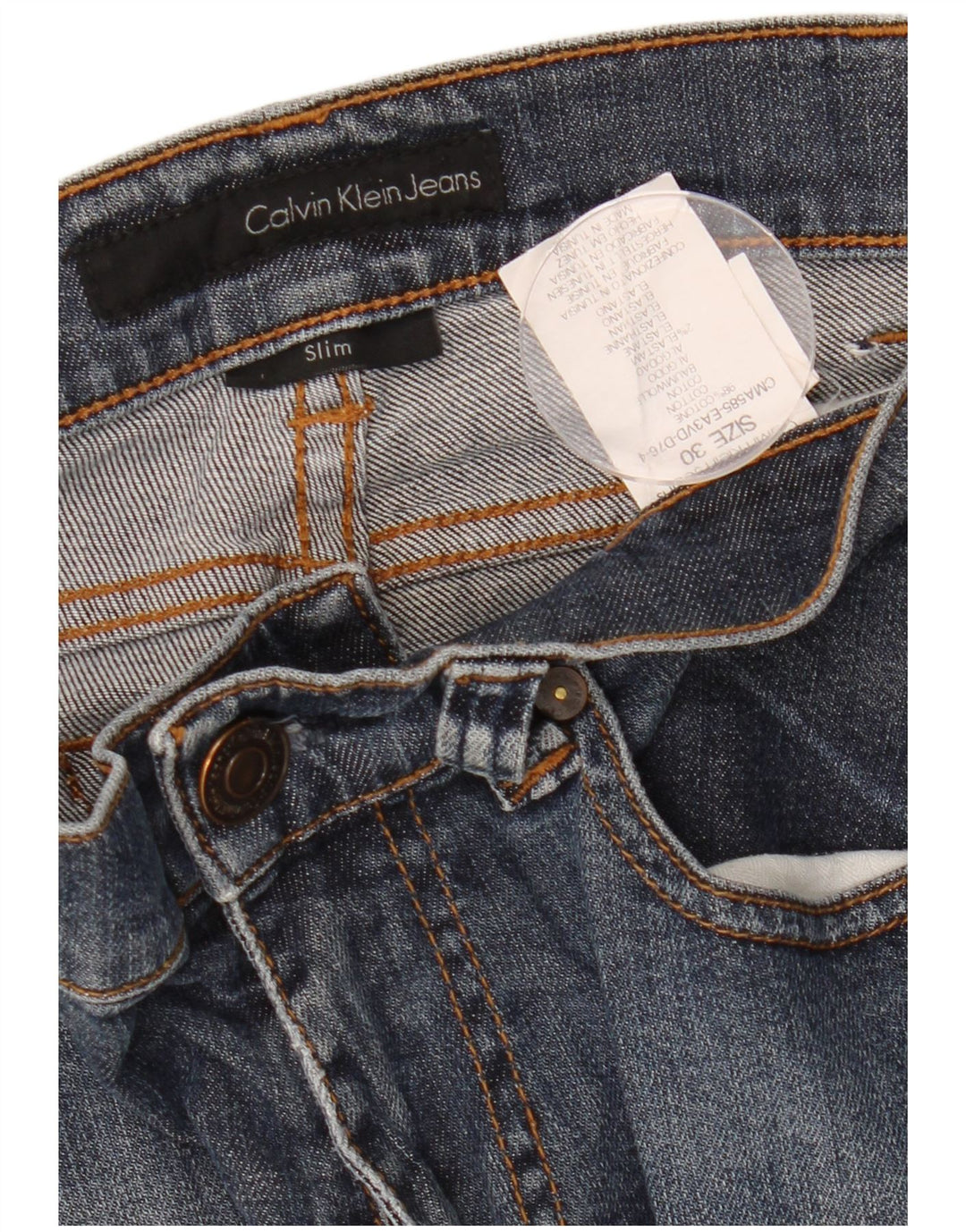 CALVIN KLEIN Ženske uske traperice W30 L28 tamnoplavi pamuk