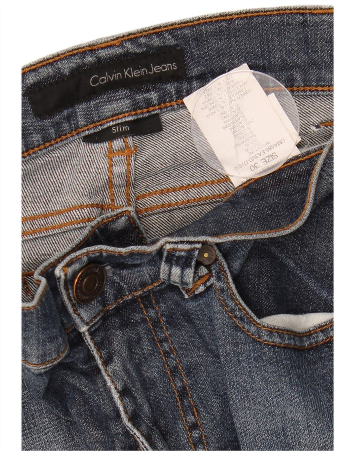 CALVIN KLEIN Ženske uske traperice W30 L28 tamnoplavi pamuk
