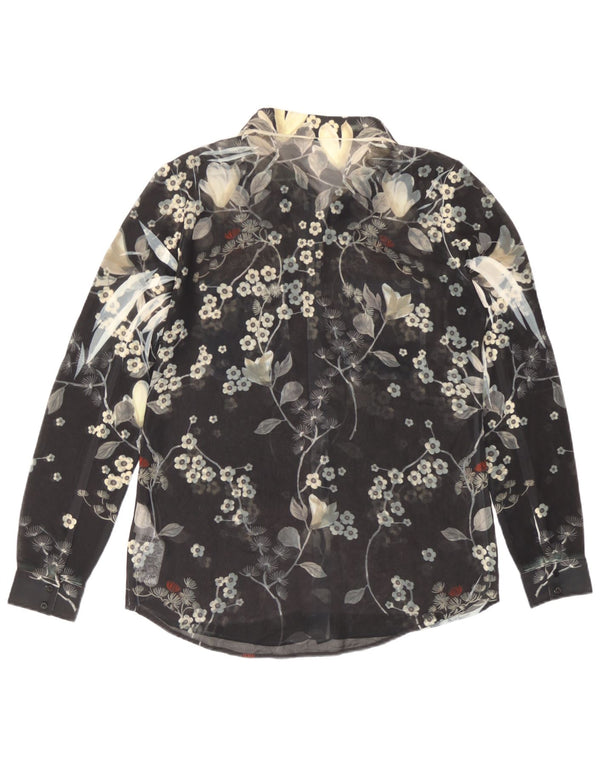 Guess ženska prozirna košulja bluza UK 14 srednje crna cvjetna poliester