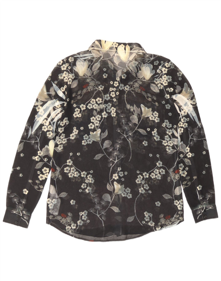 Guess ženska prozirna košulja bluza UK 14 srednje crna cvjetna poliester