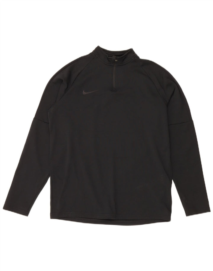Nike Boys Dri Fit Zip Neck Pulover Top Trenirka 13-14 Years XL Black