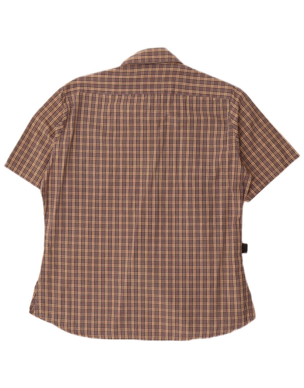 Barbour ženska košulja kratkih rukava UK 14 Veliki smeđi karirani pamuk