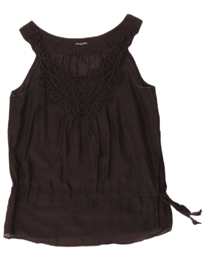 MASSIMO DUTTI Ženski gornji dio bluze bez rukava UK 18 XL crni pamuk