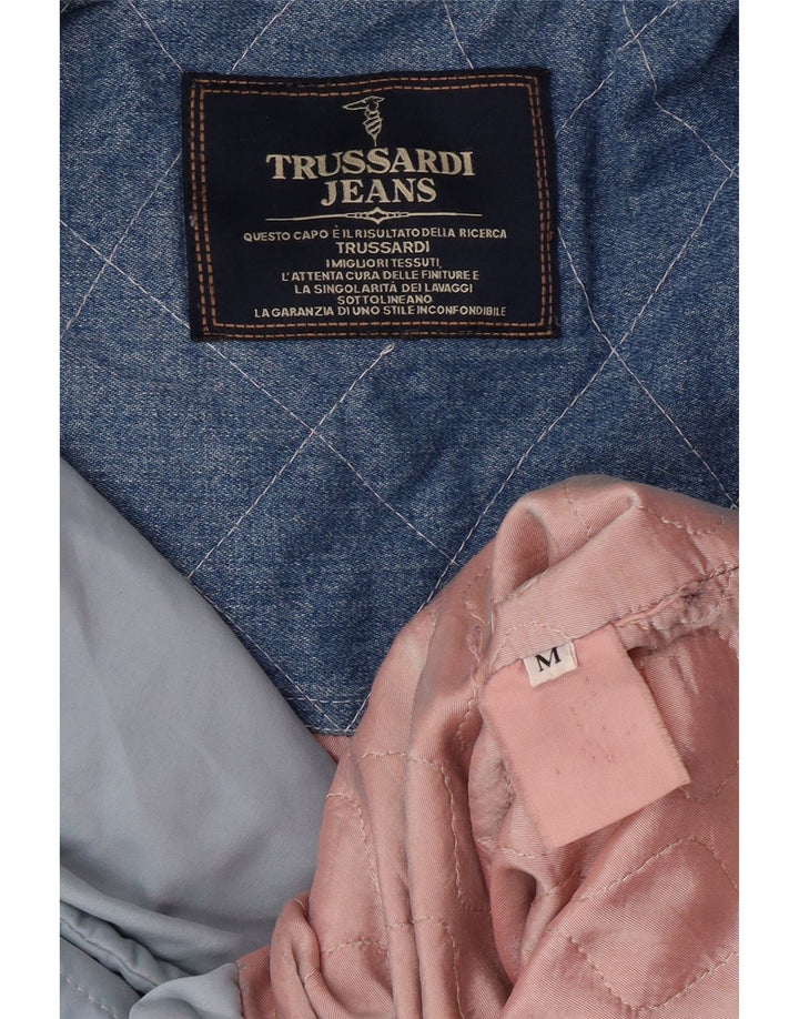 TRUSSARDI JEANS Womens Oversized Hooded Padded Coat UK 14 Medium Blue