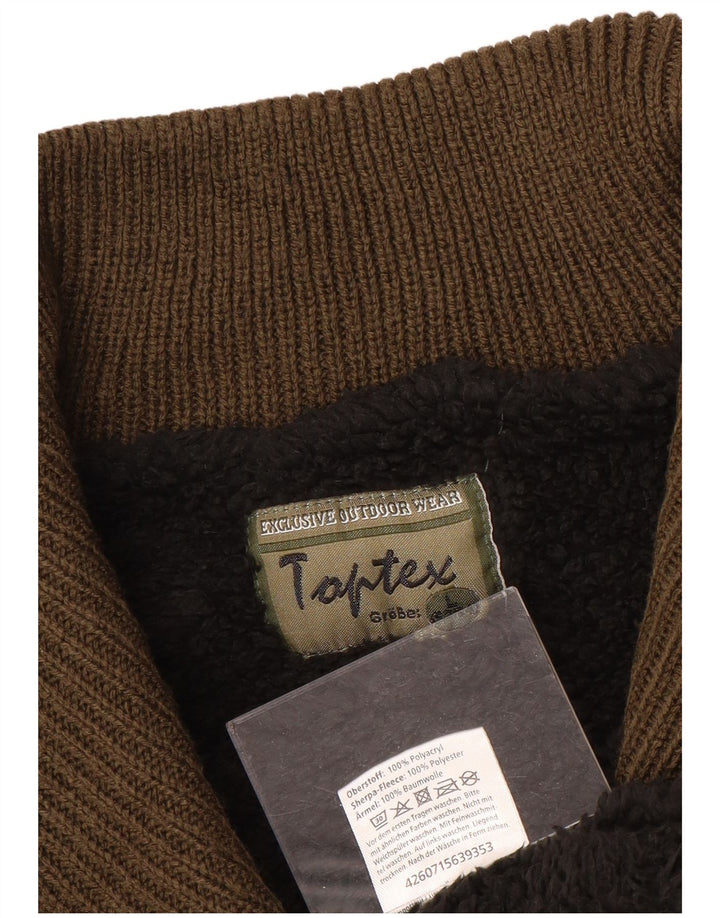 VINTAGE muški džemper s izrezom s patentnim zatvaračem IT 52/54 veliki smeđi poliakril