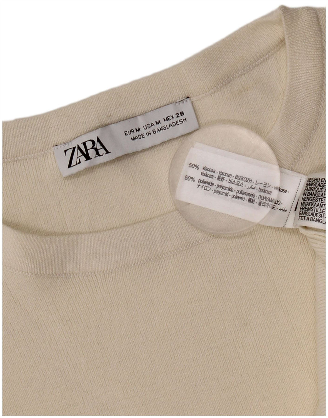 Zara ženska prevelika majica kratkih rukava UK 14 srednje bijele viskoze