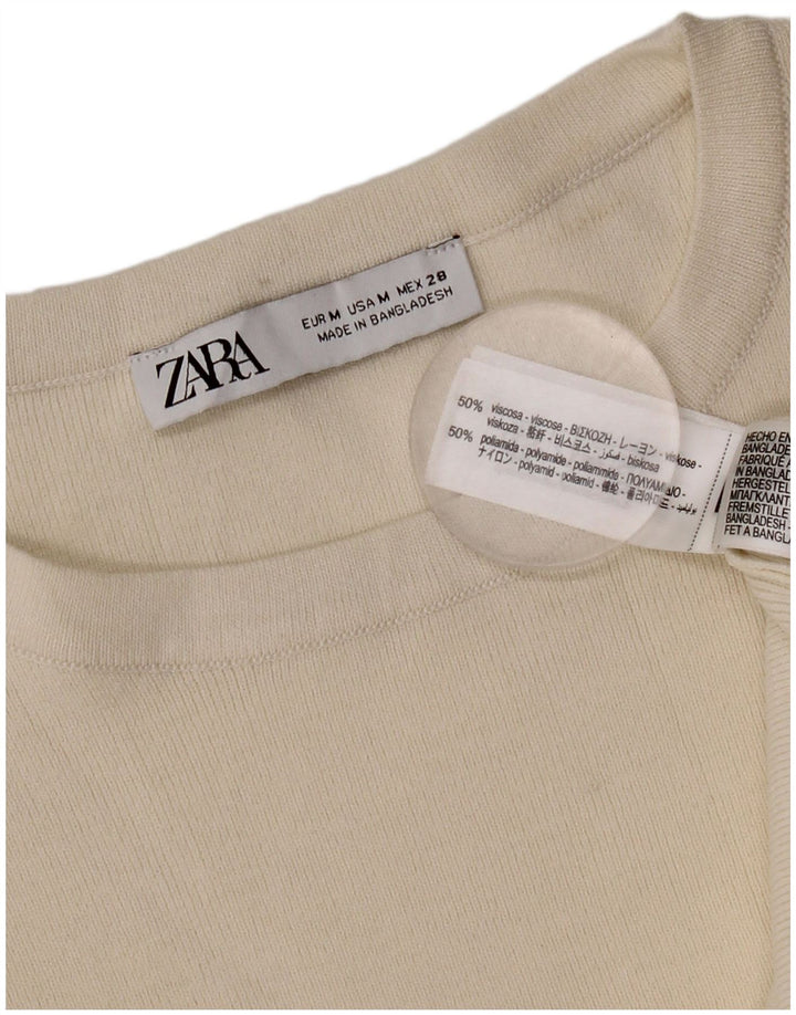 Zara ženska prevelika majica kratkih rukava UK 14 srednje bijele viskoze