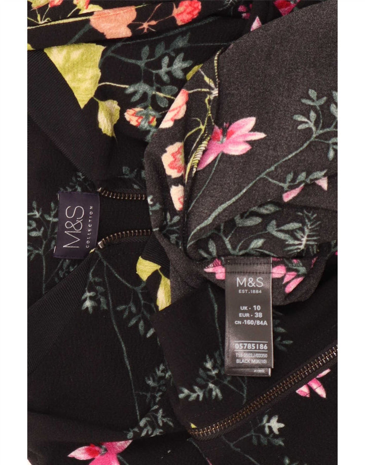 Marks & Spencer ženska prevelika bomber jakna UK 10 Mala crna cvjetna