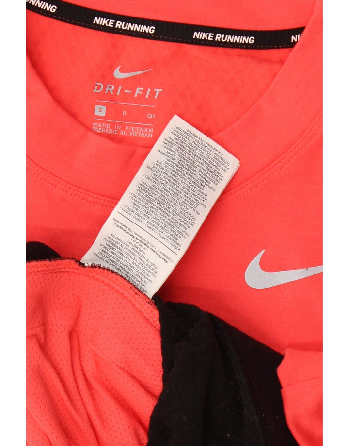 Nike Ženska Dri Fit prevelika majica s dugim rukavima UK 10 Small Red Colourblock