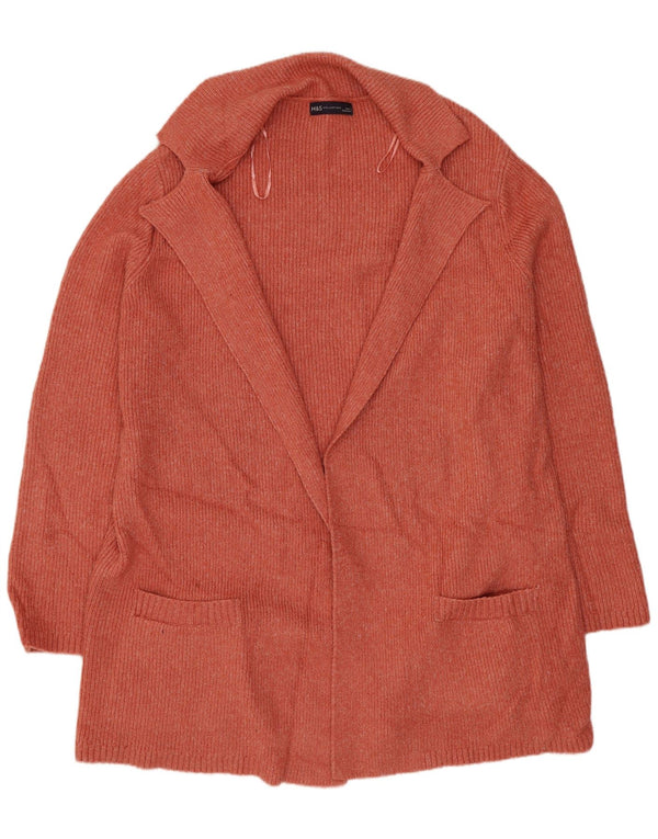 MARKS & SPENCER Womens Longline Cardigan Sweater UK 16 Large Orange