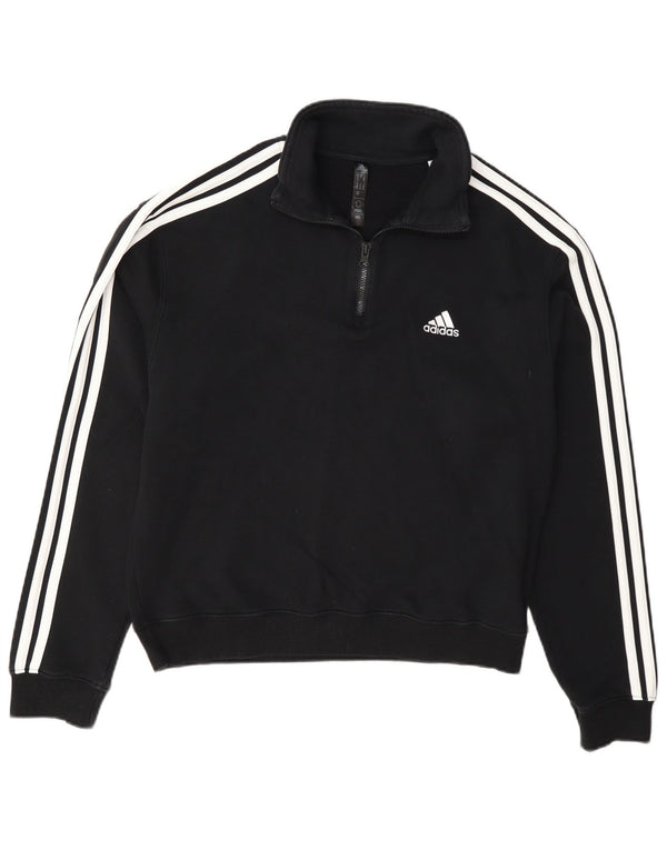 Adidas Ženska majica s izrezom na patentni zatvarač UK 12/14 Srednje crni pamuk