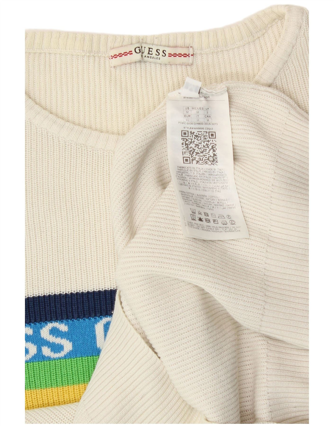 Guess ženski džemper s okruglim izrezom UK 8 Mali bijeli pamuk