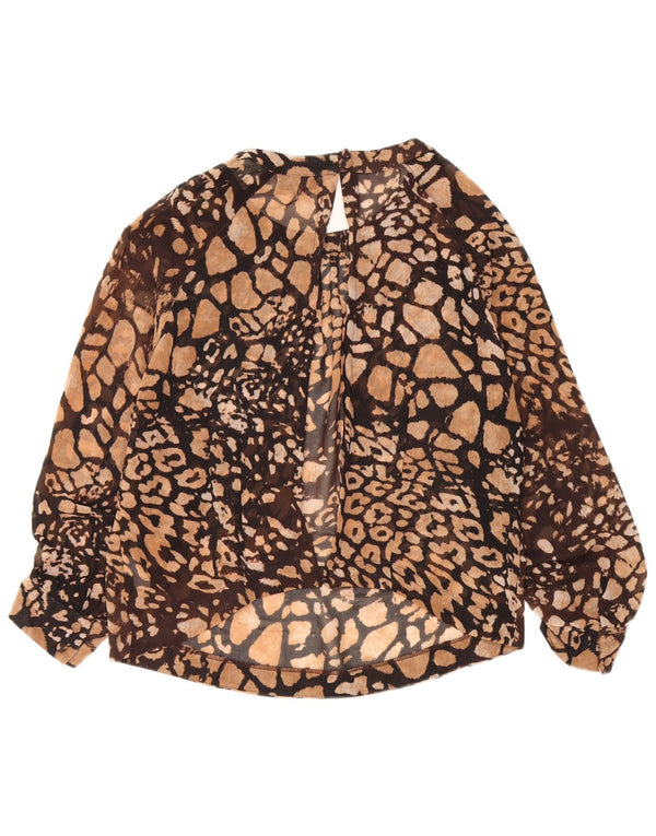 Topshop ženska kratko košulja bluza 3/4 rukava UK 14 Veliki smeđi životinjski print