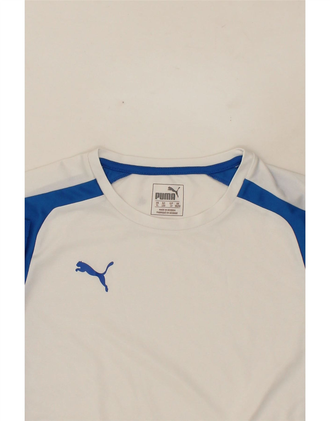 PUMA Boys T-Shirt Top 11-12 Years Large White Colourblock Polyester Vintage Puma and Second-Hand Puma from Messina Hembry 